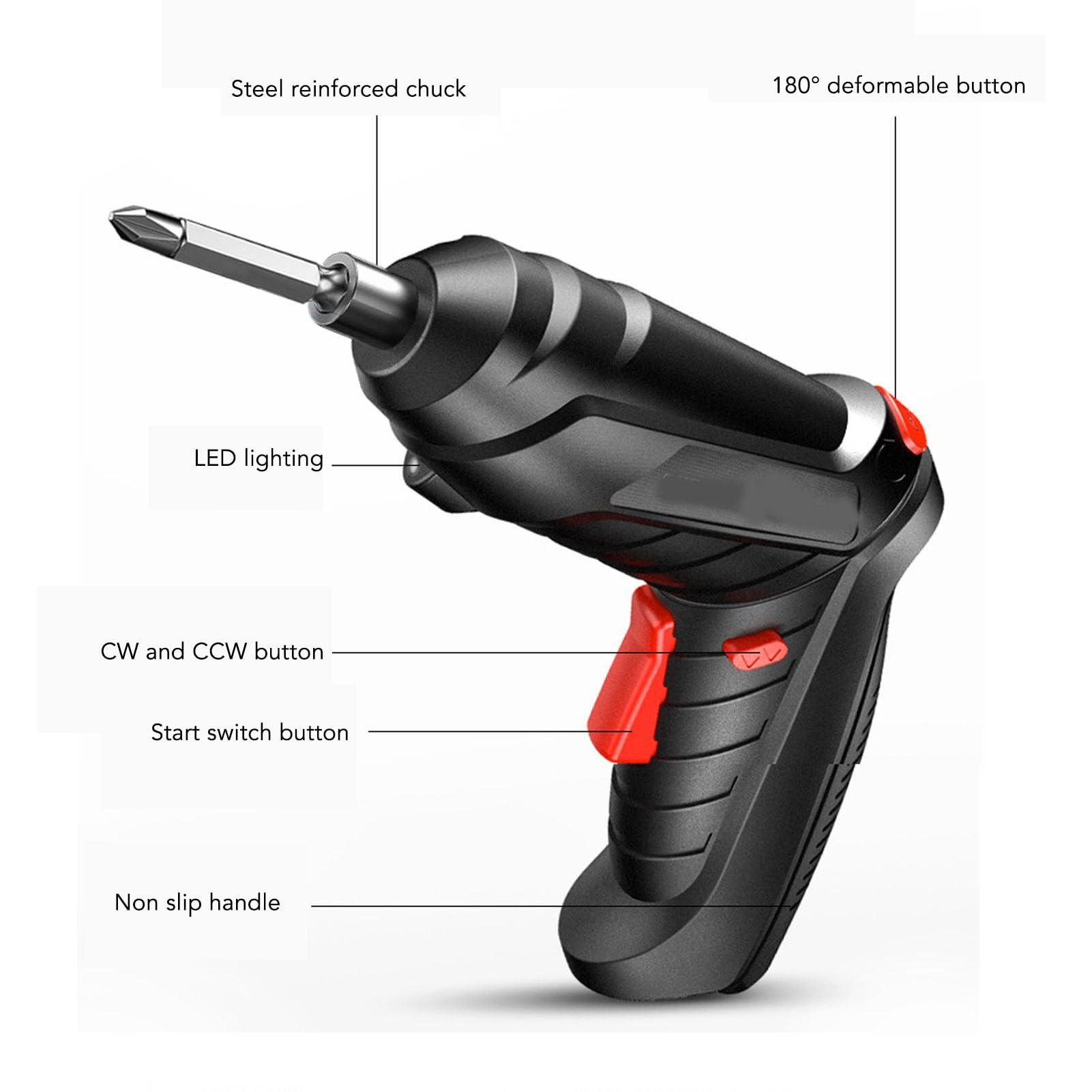 Electric Screwdriver-Drill Set - Portable, Cordless & USB-Rechargeable - 44 Driver-bits view 2