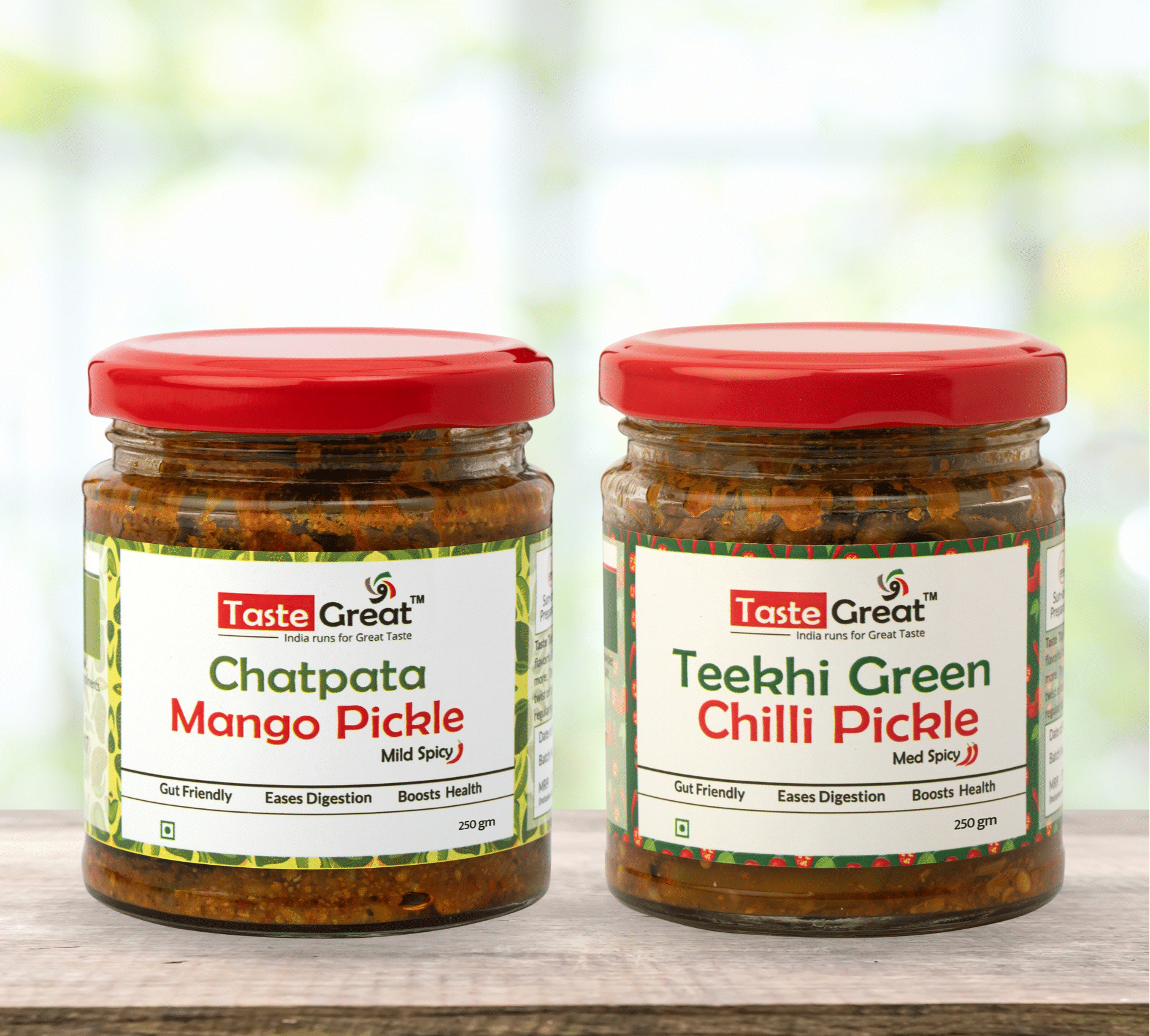 Chatpata Mango Pickle + Teekhi Green Chilli Pickle -Combo Pack (250 X 2= 500 gm)