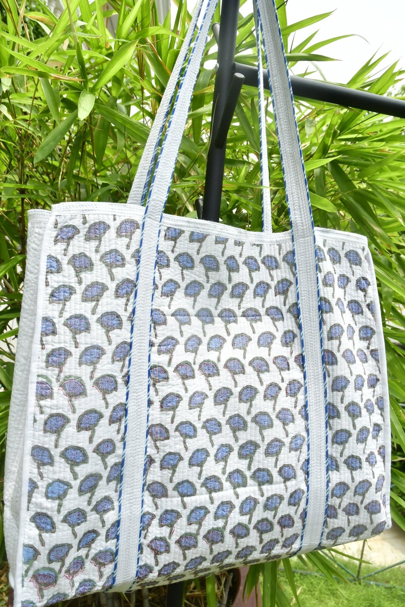 Blue Lotus Tote Bag : Hand-Block Beauty view 2