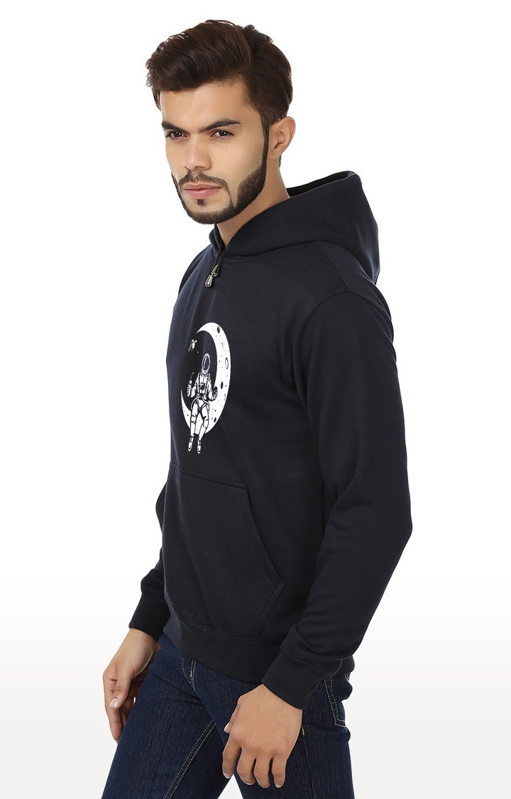 Men's Blue Fleece Printed Hoodies view 2