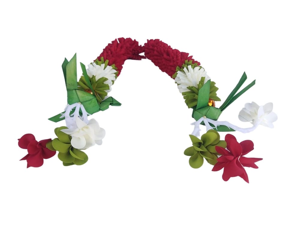 Artificial Garland Online - Red and White Flowers Mala for Wedding, Diwali, and Festive Decoration view 2
