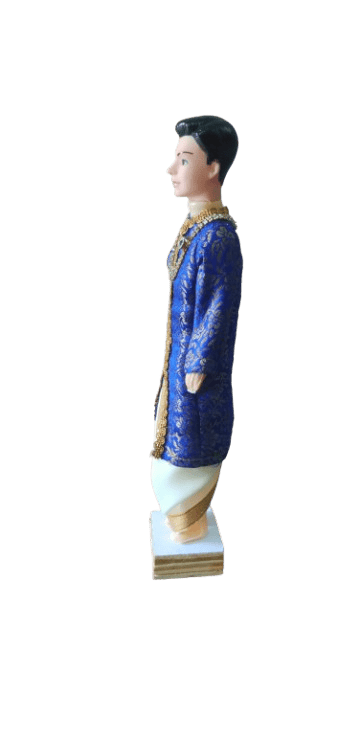 Traditional Indian Groom Doll in Dark Blue Sherwani with Gold Embroidery view 2