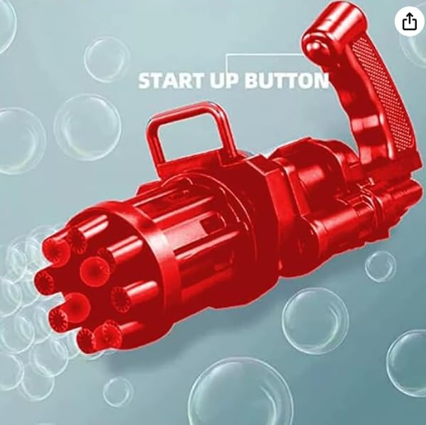 JoyMates Electric Gatling Bubble Gun, 8-Hole Bubble Maker with Solution Bowl, Indoor Outdoor Toy for Kids, Multicolor view 2