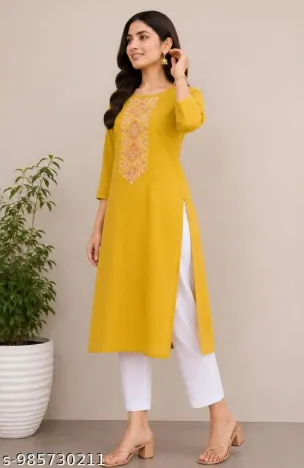Mustard Yellow Kurti view 2