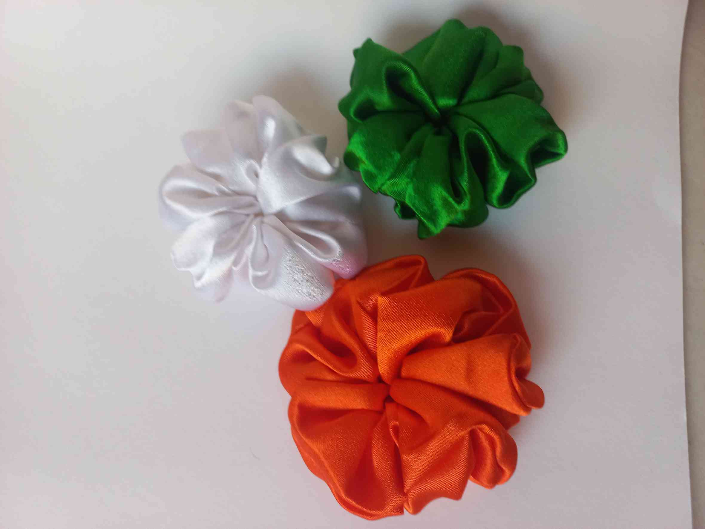 Tricolor Elastic Hair Scrunchies, Set of 2, for Girls, Women, Children Rubber Band (Multicolor) view 2