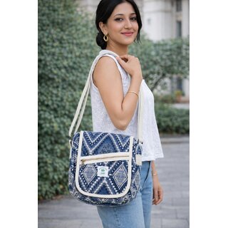 Indigo Tribal Weave Crossbody Sling Bag view 2