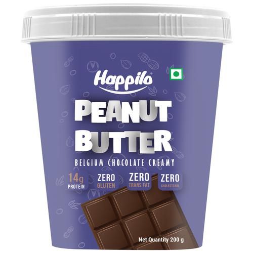 Happilo Belgium Chocolate Peanut Butter - Creamy, High In Protein, Gluten Free, 200 g