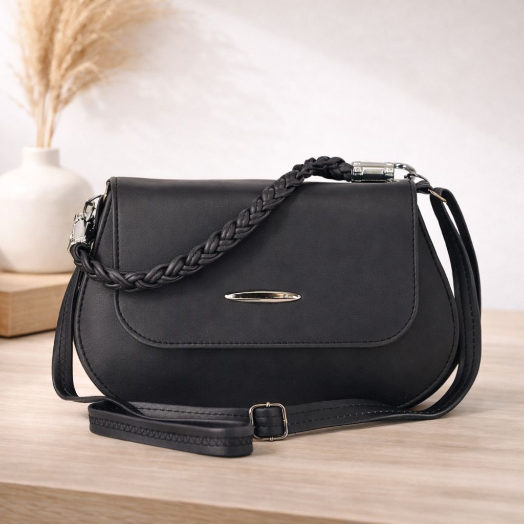 Elegant Women’s Braided Handle Sling Bag | Premium PU Leather Small Handbag | Trendy Shoulder Bag for Girls & Women view 2