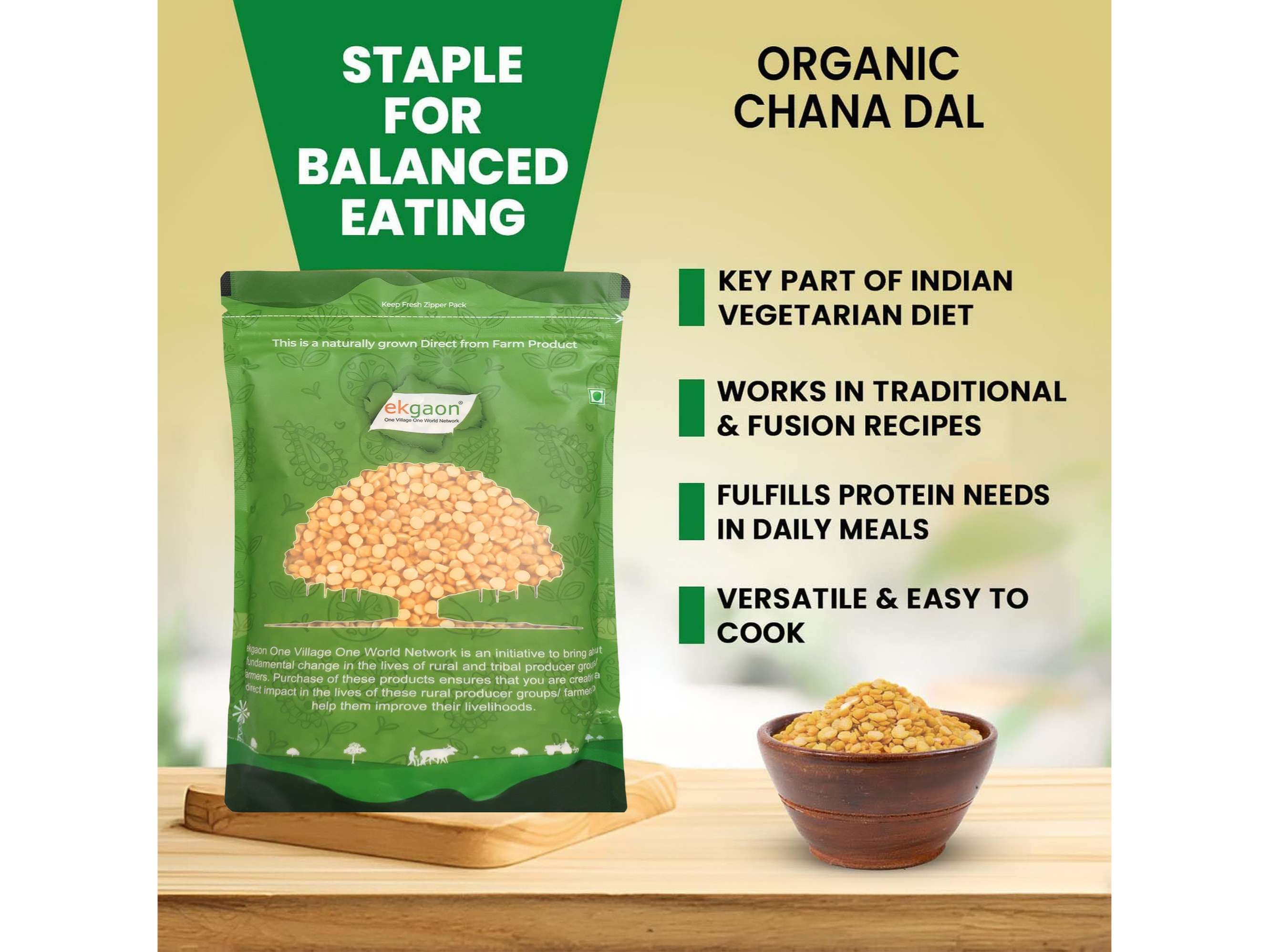 Ekgaon Unpolished Desi Chana Dal (Split Bengal gram) (500g) view 2