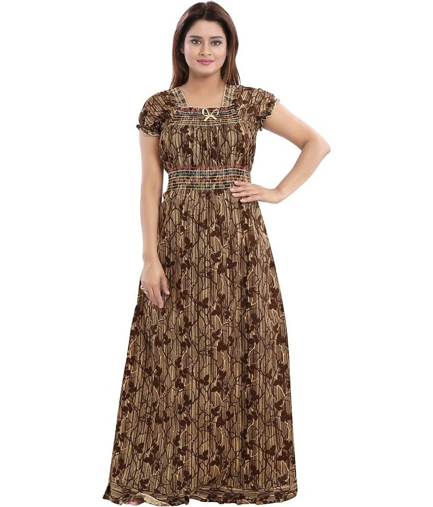 INNER BEATS Multicolor Cotton Blend Women's Nightwear Night Dress ( Pack of 1 )