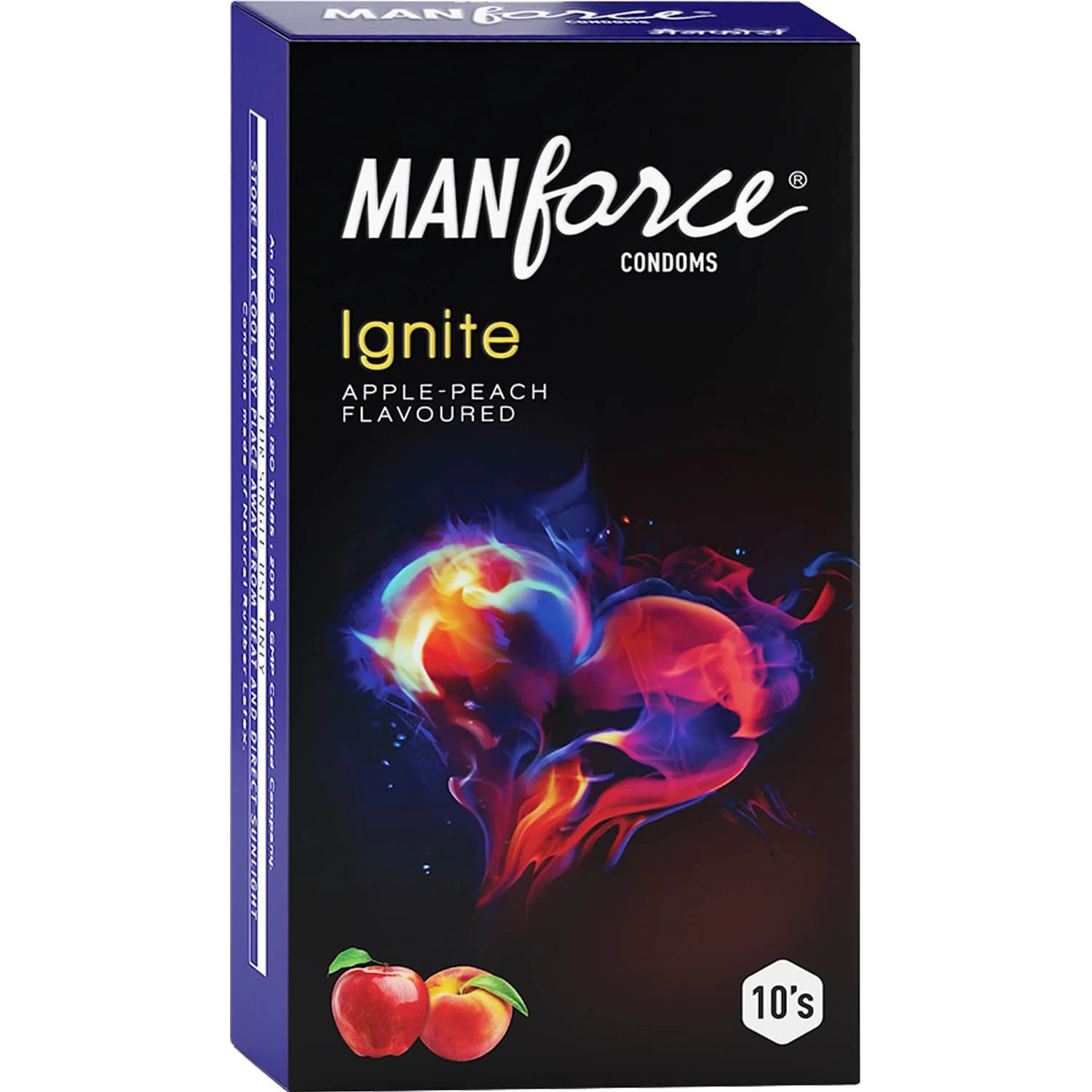 MANFORCE Ignite Apple-peach Flavoured Extra Dotted Box Condoms - 10 Pieces x Pack of 3 Condom (Set of 3 30 Sheets) view 2