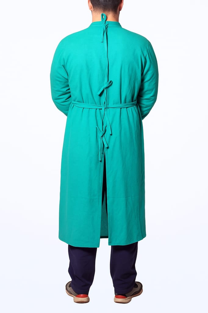 Surgeon Gown – Full Sleeves with Ribbed Cuffs | Medical OT Protective Wear | Free Size view 2