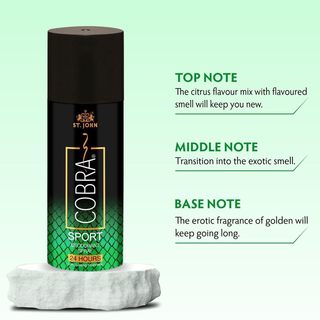 ST-JOHN Cobra Deodrant Sports 150 ml & Cobra Black Current 50ml Perfume Combo Gift Pack Perfume Body Spray - For Men & Women (200 ml, Pack of 2) view 2