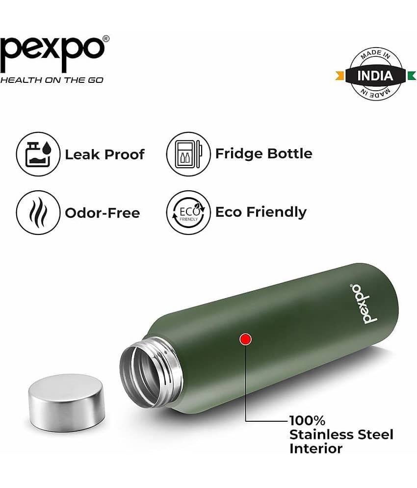 Pexpo Stainless Steel Chromo Green Fridge Water Bottle 750ml mL ( Set of 1 ) view 2