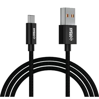 Orban USB Type-A to Type-C 25W Fast Charging Cable Durable PVC Mold 1.2M Length High-Speed Data Transfer (Black)