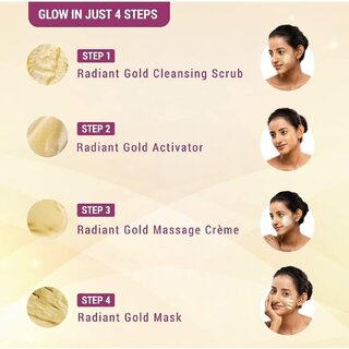 Lotus Herbals Radiant Gold Cellular Glow Facial Kit 4 in 1 With 24K Gold leaves 4x37g view 2
