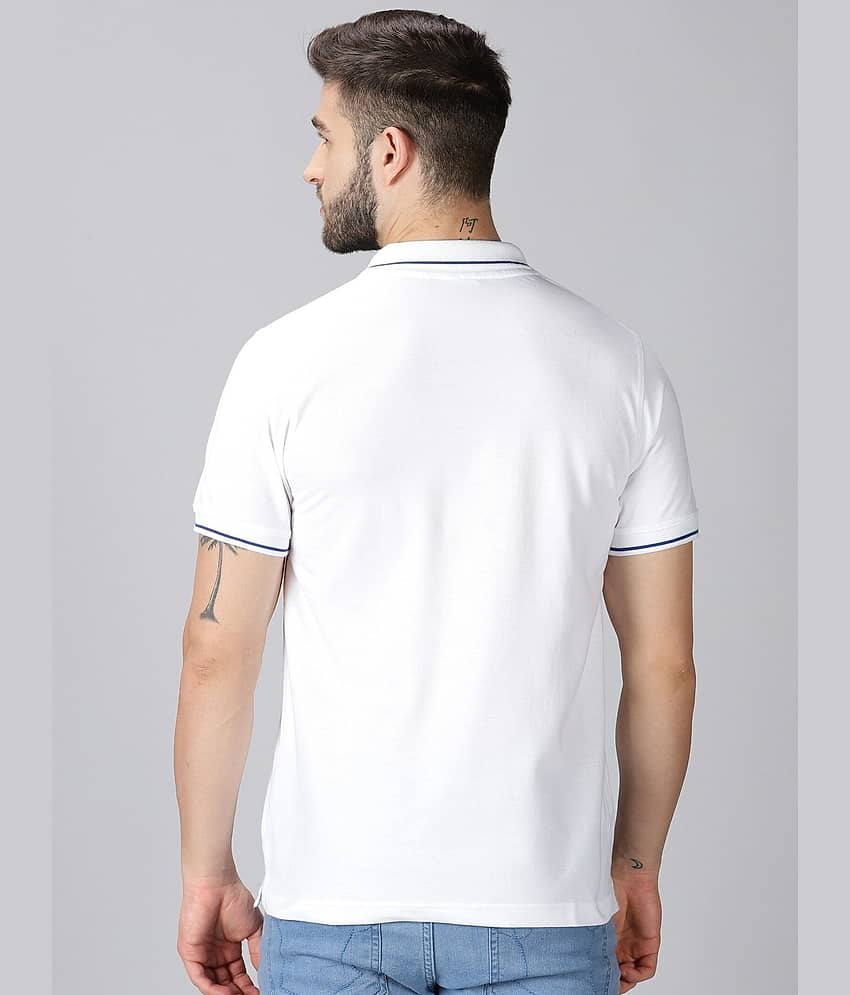 Y.O.U. Men Cotton Oversized Fit Solid Polo T Shirt ( White ) view 2