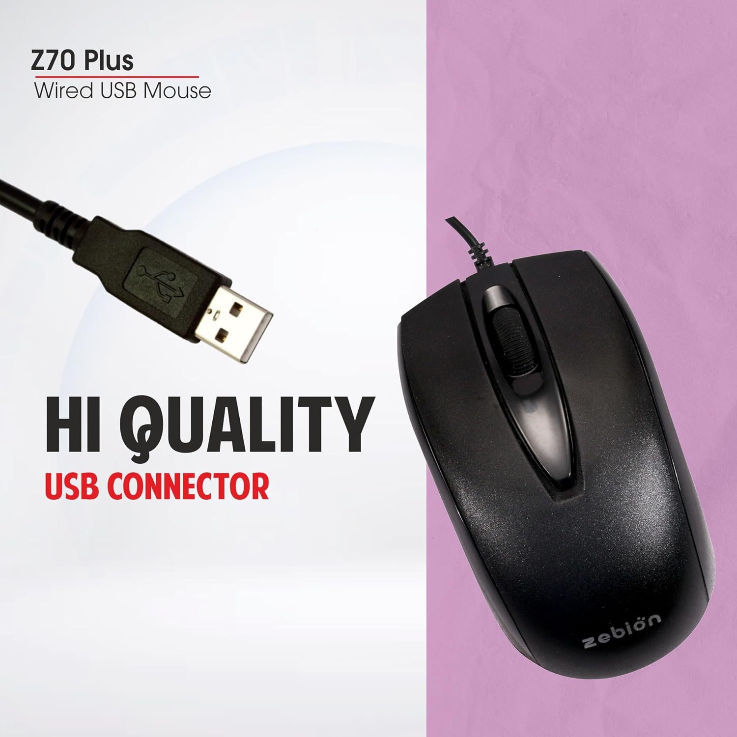 Zebion Z70+ USB Mouse Latest Optical Technology - Black view 2