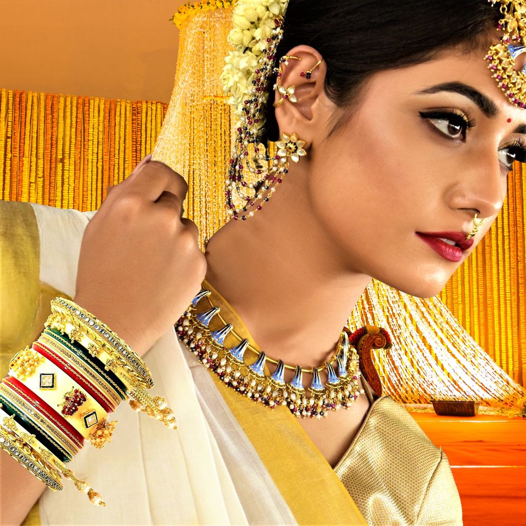 Dalliance Off White Colour Gold-Plated Wedding Chuda view 2