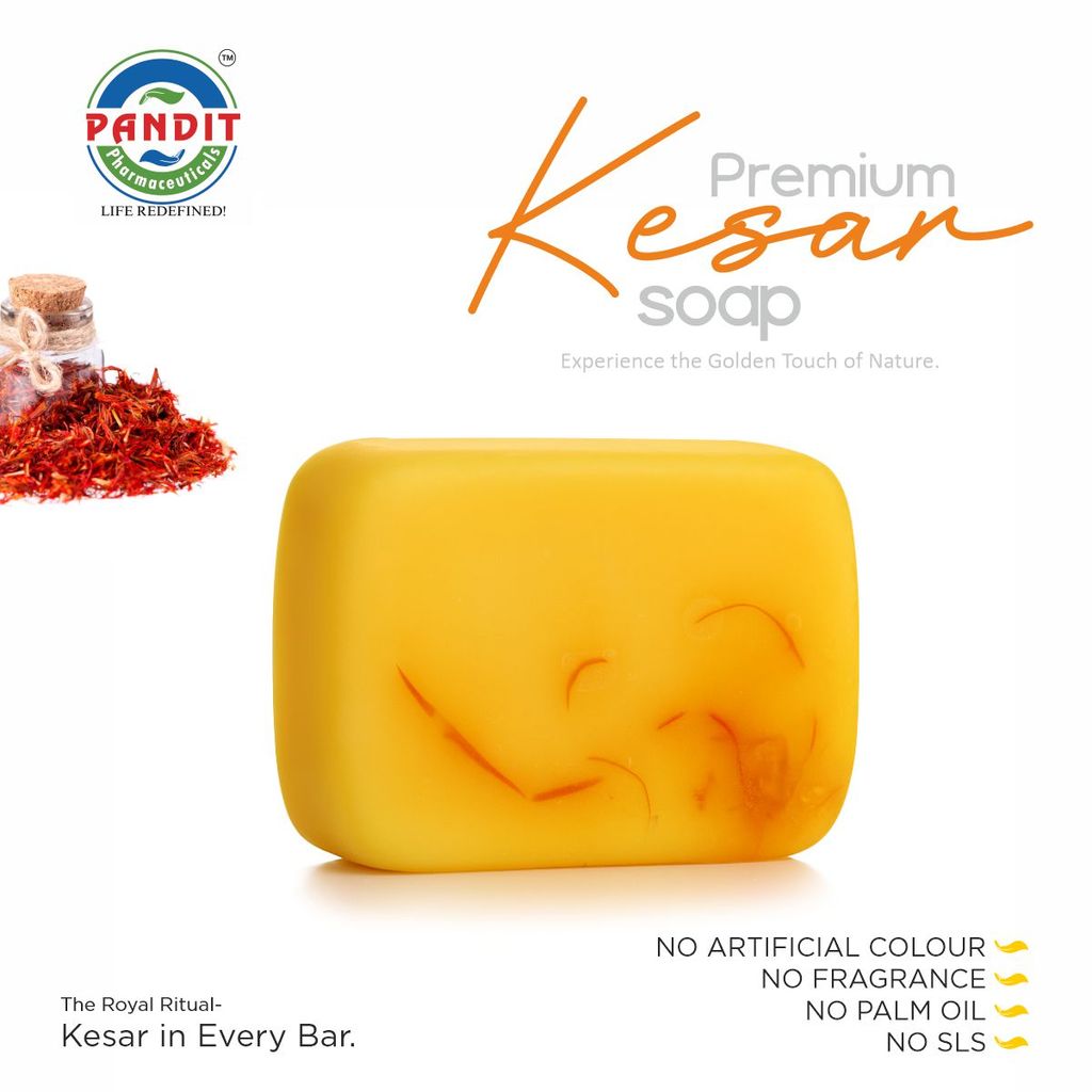 Pure Kesar Organic Handmade Soap Bar (Value Pack - 100 g) – Cold-Pressed Oils, Plant Glycerin & Natural Botanicals, Sulfate & Paraben Free, Ayurvedic Herbal Cleanser for All Skin Types – Exfoliating & Moisturizing view 2