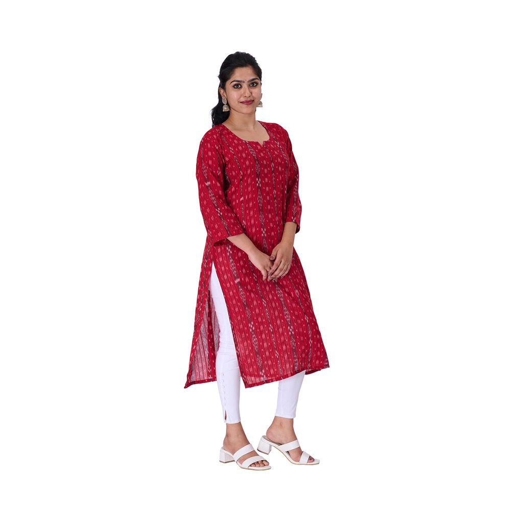GUENDICHA HAAT Sambalpuri Certified Handloom Women's Pure Cotton Kurta view 2
