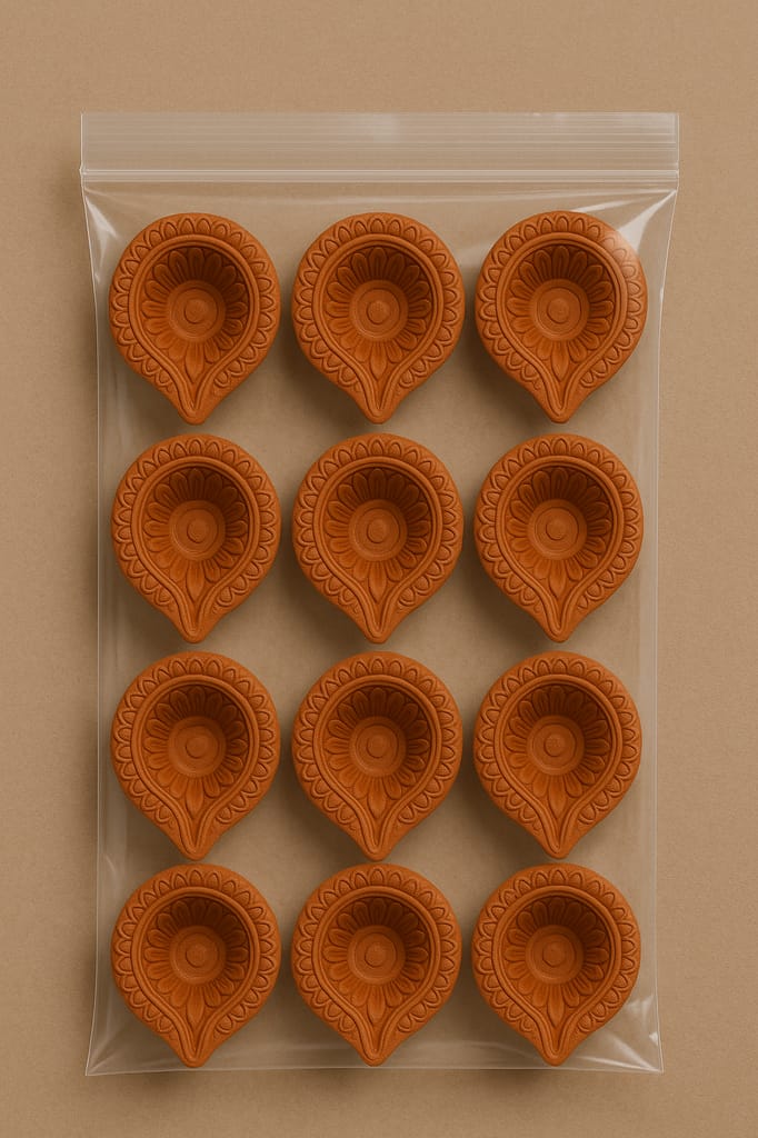 Handmade Clay Diya Lamp Set (Pack of 12)
