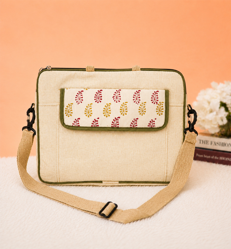 Handcrafted Jute Blockprinted Small Handbag