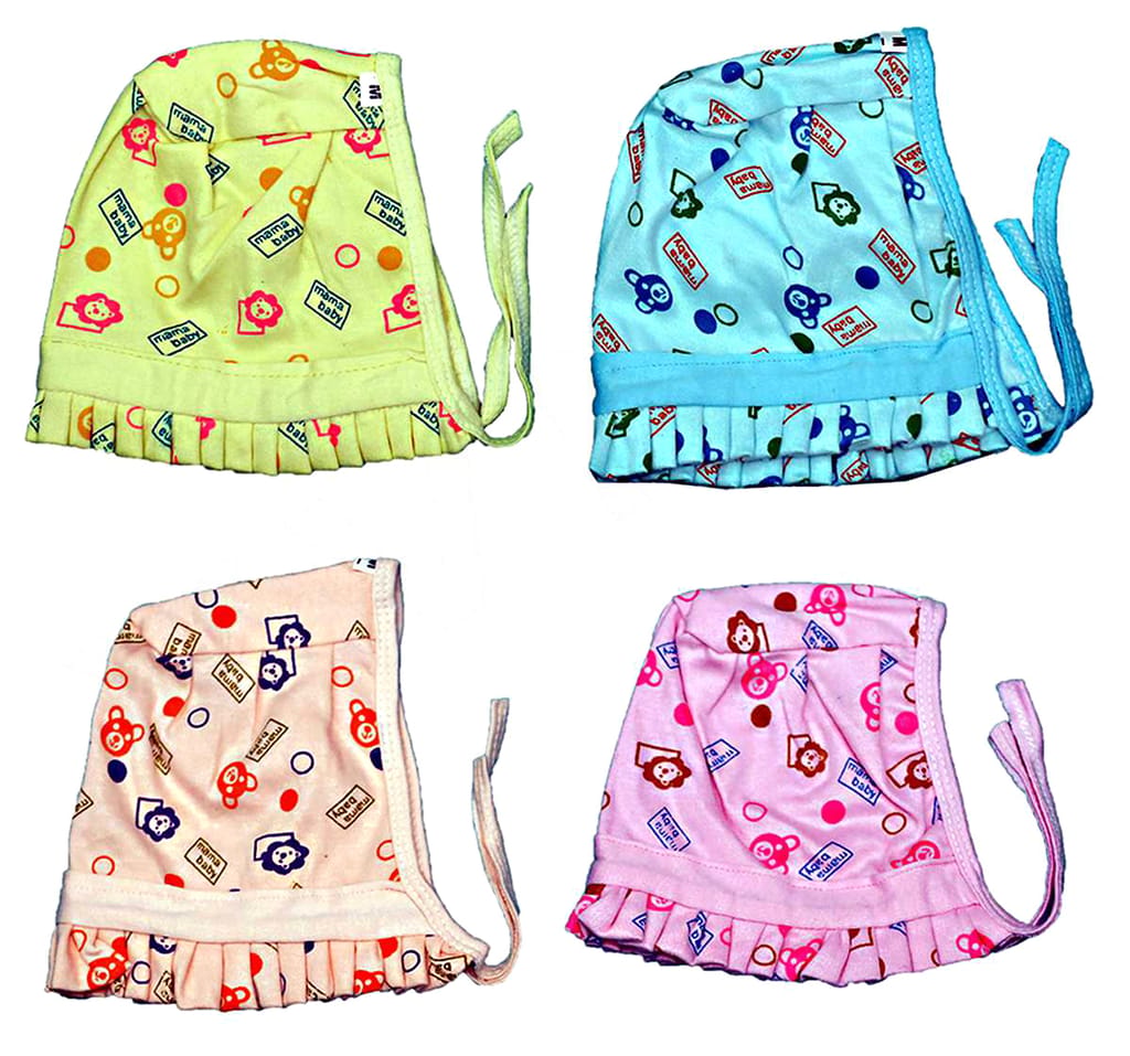 Newborn, Boys and Girls Cap Hat Topi Random Print Pack of 4