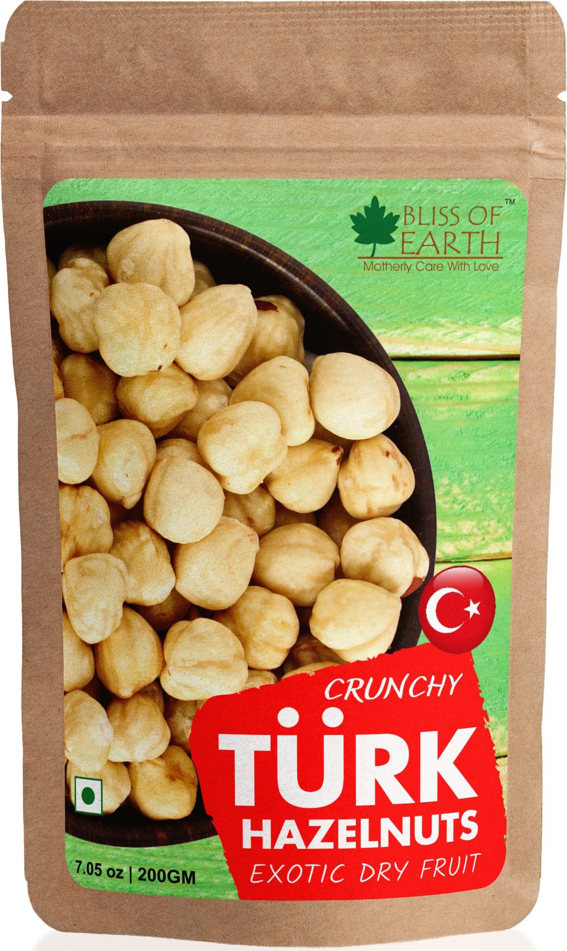 Bliss of Earth Turkish Hazelnuts Dehulled Raw & Whole Healthy and Tasty, 200 gm