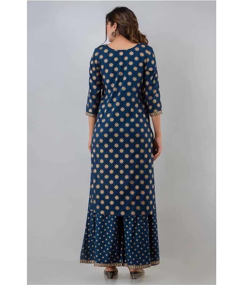 Lee Moda - Straight Rayon Blue Women's Stitched Salwar Suit ( Pack of 1 ) view 2