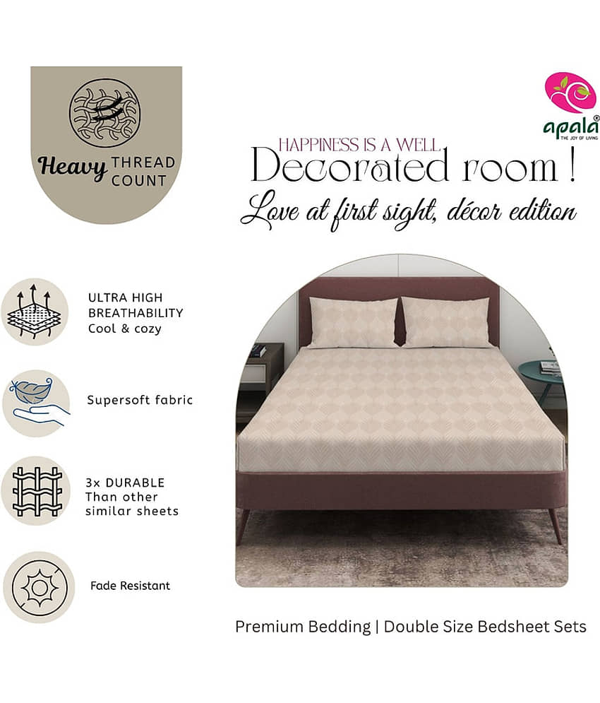 Apala Beige Microfiber 1 Double King Bedsheet with 2 Pillow Covers ( 254 cm x 228 cm ) view 2