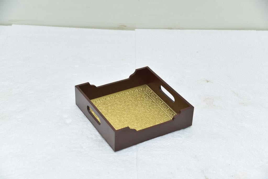 Wooden and Brass 10X10 Tray view 2