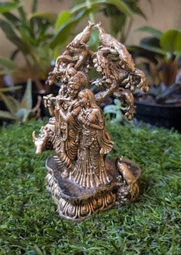 Radha & Krishna Under Tree Brass Statue – A Symbol of Eternal Love & Divine Harmony view 2