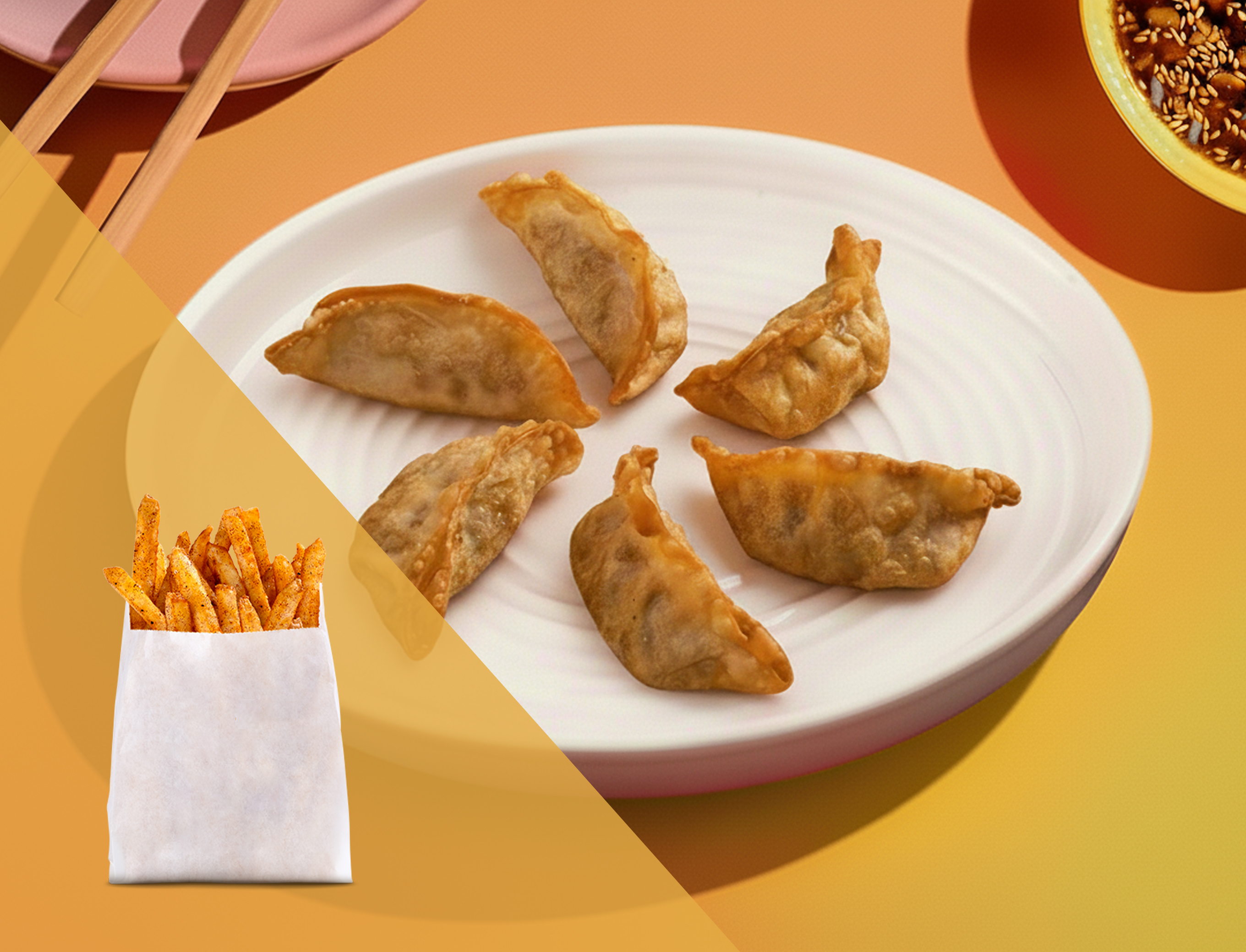Choice of fried momos + french fries