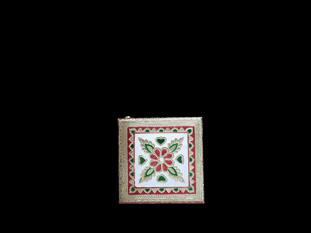 Golden Metal Pooja Chowki for Home Temple view 2