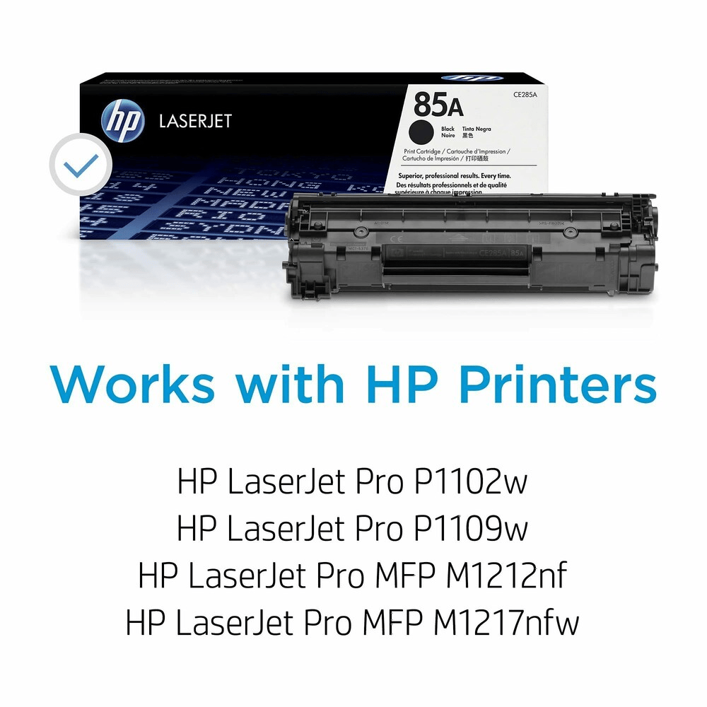 HP 85A Black LaserJet Toner Cartridge (CE285A) for HP LaserJet Pro P1102, P1102w, M1132 MFP, M1212nf MFP, M1217nfw Printers view 2