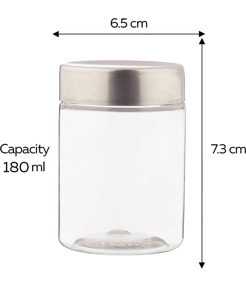 PearlPet PlusJar-180ml Plastic Transparent Multi-Purpose Container ( Set of 6 ) view 2