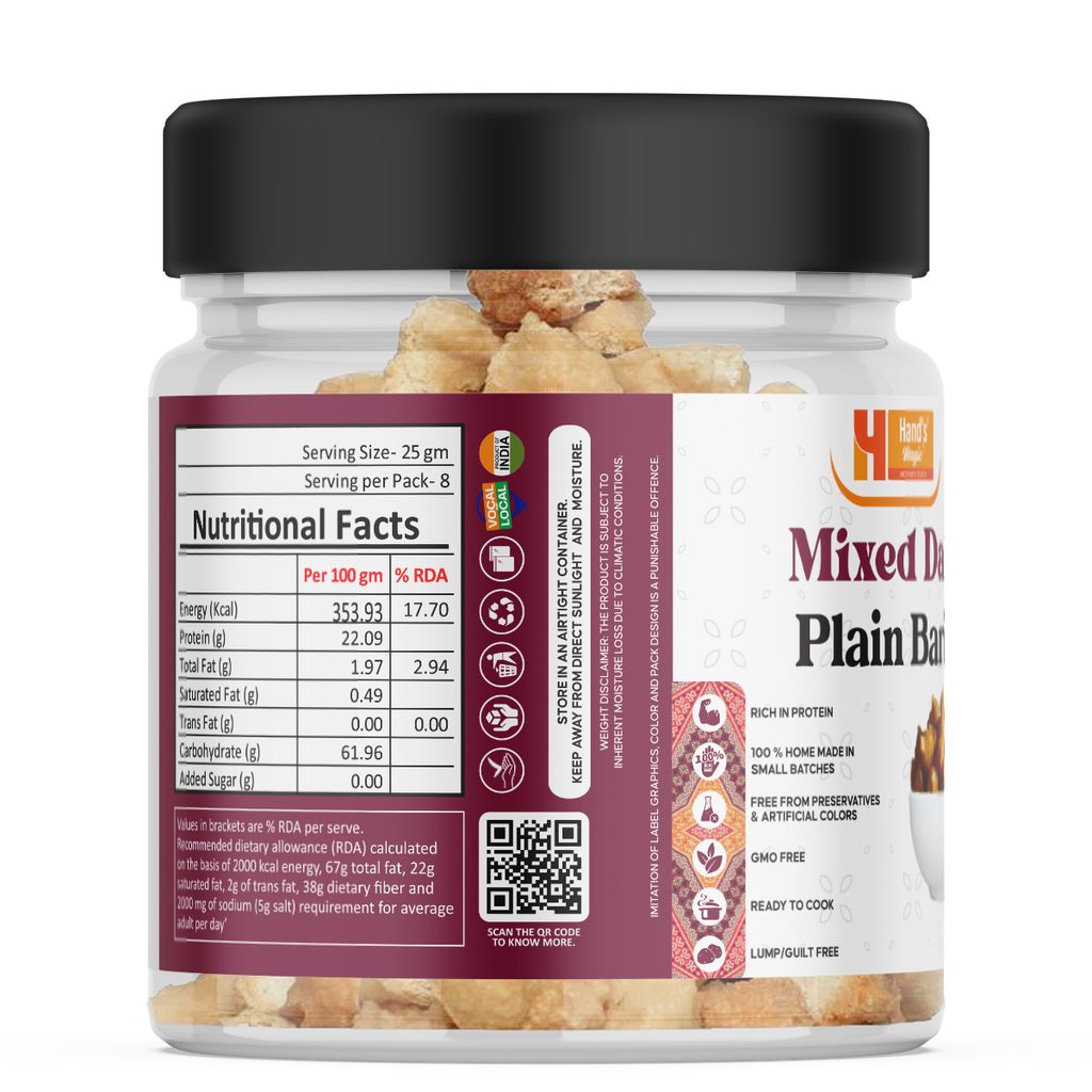 Hand’s Magic Mixed Dal Plain Bari | High Protein | Blend of Urad, Chana, Moong, Masoor & Matar Dal | Ready to Cook | 100% Homemade | No Preservatives | 200g view 2