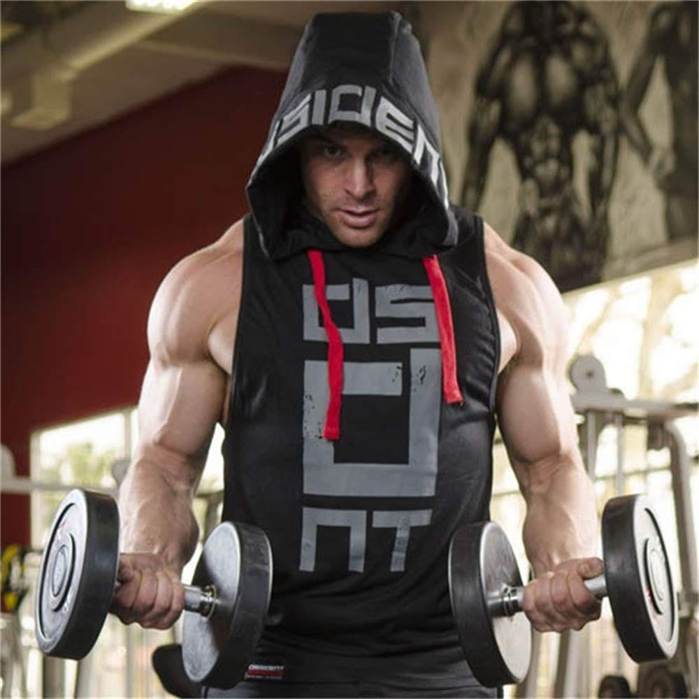 Hot Button Printed Gym Vest Hoodie Stringer for Men - Trendy and Functional Workout Apparel