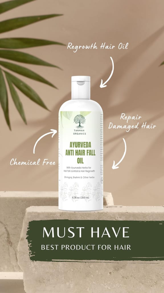 Tanman Organics Ayurvedic Anti-Hair Fall Oil | Prevents Dryness & Hair Breakage | Suitable for All Hair Types | Nourishing Hair Oil | Chemical-Free Hair Care (Pack of 1) (200 ml) view 2