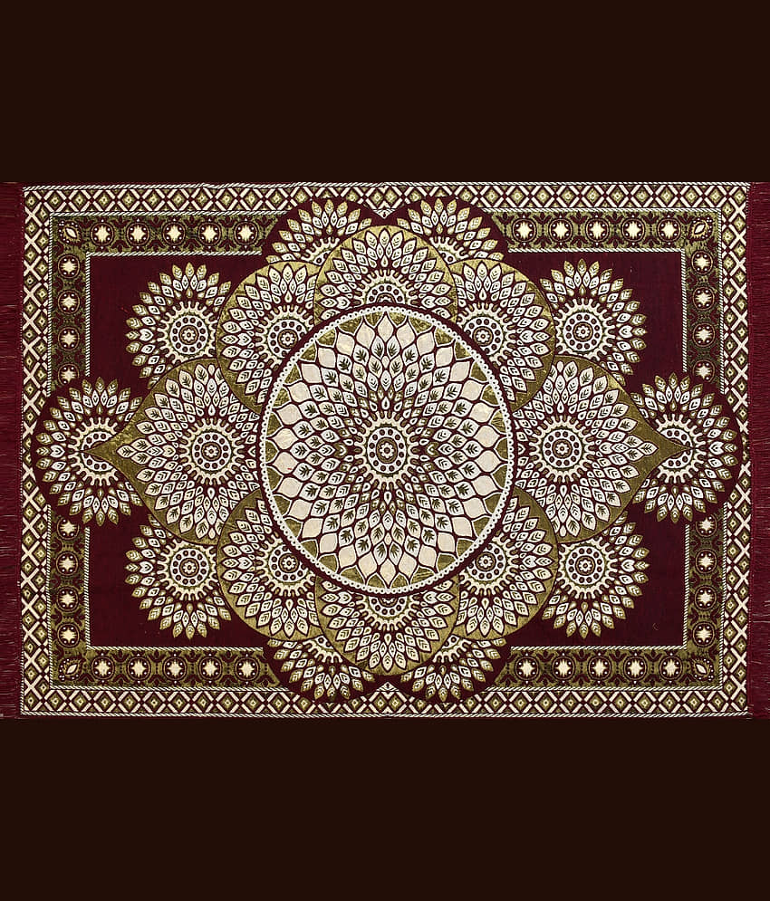 FURNISHING HUT Red Cotton Carpet Abstract 5x7 Ft view 2