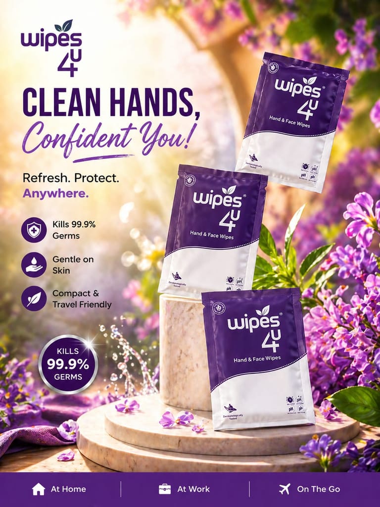 Wipes4u Individually Packed Face and Hand Wet Wipes Combo ( 50 Lavender + 50 Lemon ) view 2