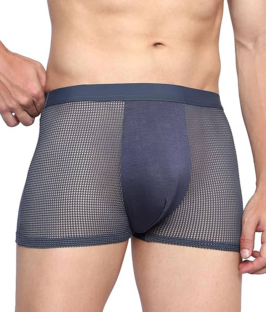 mens dot net briefs Pack of 1 Lycra Trunks For Men's ( Blue ) view 2