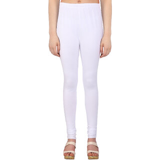 Perfect White Cotton Lycra Leggings view 2
