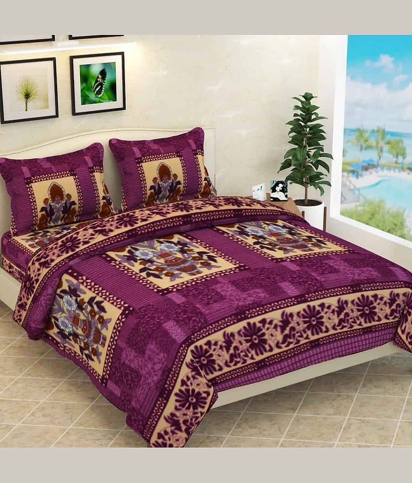 Wholesale india Multicolor Fleece 1 Double Bedsheet with 2 Pillow Covers ( 225 cm x 225 cm ) view 2