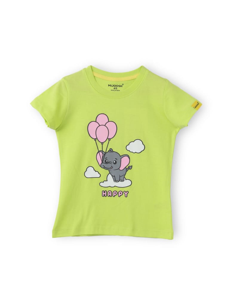 Girls’ T-Shirt Set – Acid Lime, Pink & Blue, Soft Cotton, Ages 2-6(3pcs pack) view 2