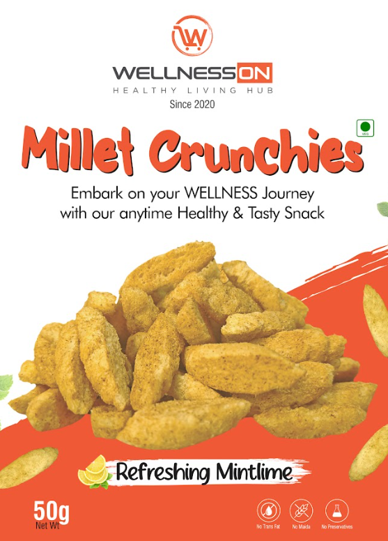 SABKA WELLNESS - Millet Munchies with Refreshing Mint Lime Healthy Baked Snack ,No Maida, No Preservatives, No Artificial Colors , Crunchy Jowar Millet Snack - 50 Gms (Pack of 8)
