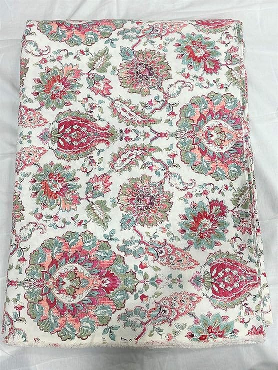 Jaipuri Handmade Floral Printed Fabric view 2