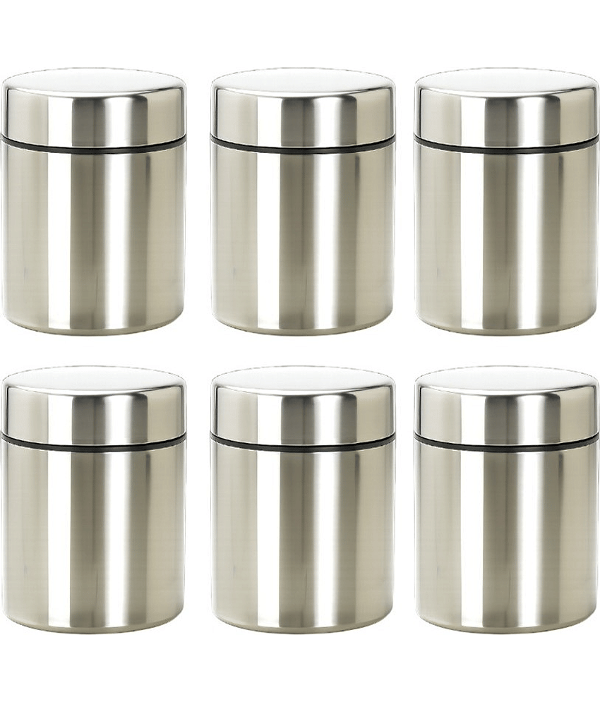 STEEPLE Steel Silver Spice Container ( Set of 6 )