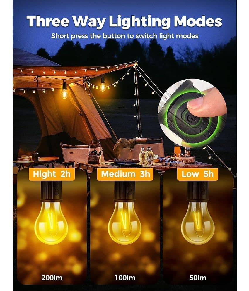 18-ENTERPRISE Rechargeable Hanging Clip Bulb,3 Lighting Modes, Waterproof, Unbreakable Bulb with Hook,Decorative Hanging Bulb,Tent Lamp for Camping, Hiking, Emergency Light (Pack of 1). view 2